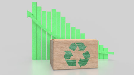 Recycle symbol on Box and chart for eco concept 3d Rendering.の写真素材