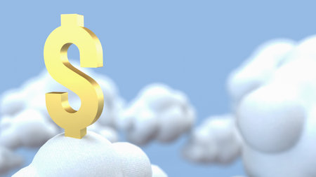 Gold dollar symbol on Cloud  for Business or technology concept 3d Rendering.の写真素材