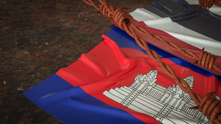Thailand and Cambodia  flag for Land  crisis concept 3d Rendering.の写真素材