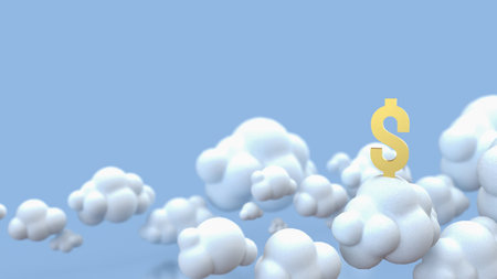 Gold dollar symbol on Cloud  for Business or technology concept 3d Rendering.の写真素材