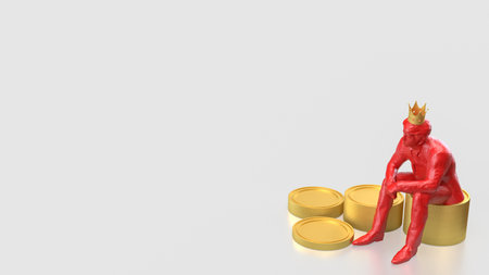 Man siting on coins for Business concept 3d Rendering.の写真素材