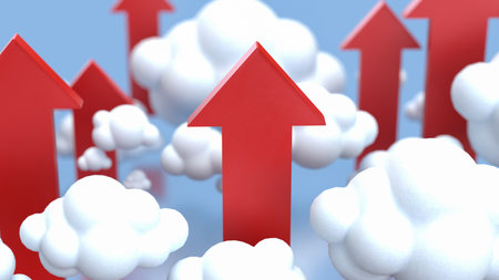 Red arrow and cloud for Business concept 3d Rendering.の写真素材