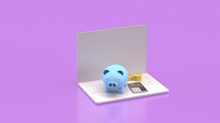 Piggy bank and coins for earn or Business concept 3d Rendering.の写真素材