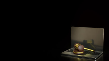 Hammer Law on Laptop for Technology concept 3d Rendering.の写真素材