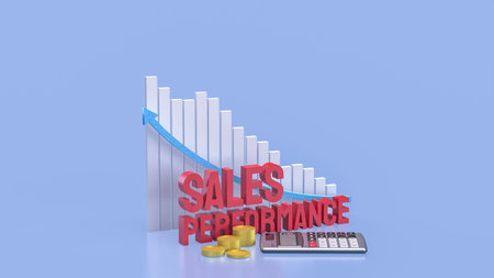 Sales performance and chart for Business concept 3d Rendering.
