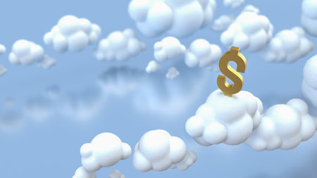 Gold dollar symbol on Cloud  for Business or technology concept 3d Rendering.の写真素材