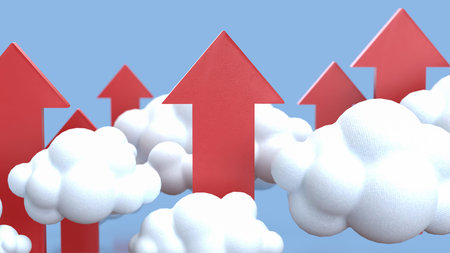 Red arrow and cloud for Business concept 3d Rendering.