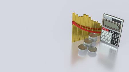Calculator and coins for Business concept 3d Rendering.の写真素材