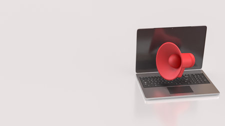 Megaphone and microphone for Pod cast or social media 3d render.の写真素材