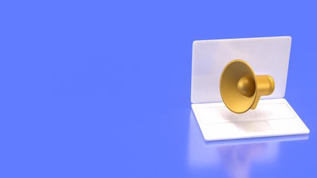 Megaphone and microphone for Pod cast or social media 3d render.の写真素材