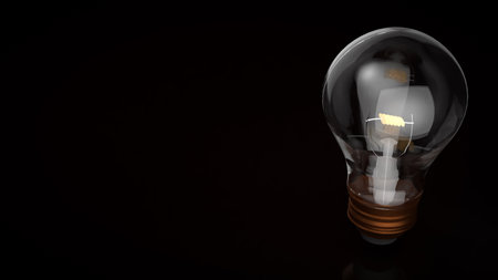 Light bulb on black background for Idea or Business concept 3d Rendering.の写真素材