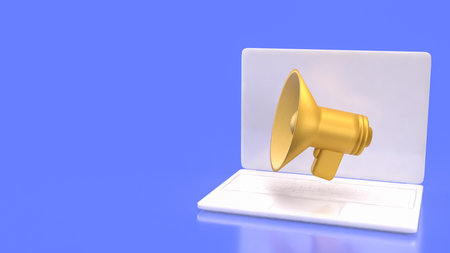 Megaphone and microphone for Pod cast or social media 3d render.の写真素材