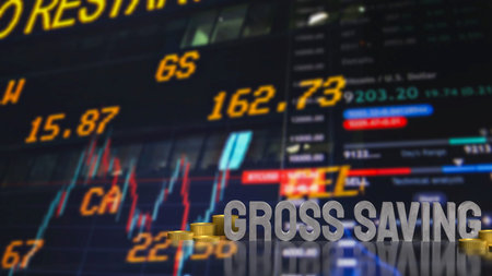 Gross savings and coins for Business concept 3d Rendering.