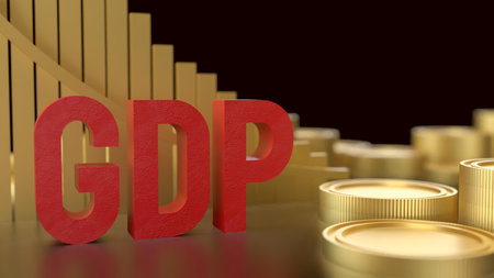 GDP and gold coins for Business concept 3d Rendering.の写真素材