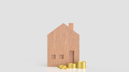 House and coins for property or real estate concept 3d Rendering.の写真素材