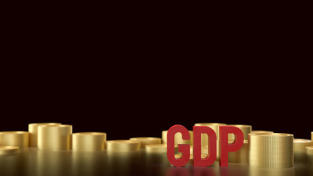GDP and gold coins for Business concept 3d Rendering.の写真素材