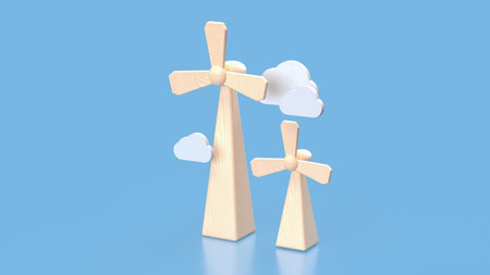 Windmill for clean energy  for ecology concept 3d Rendering.