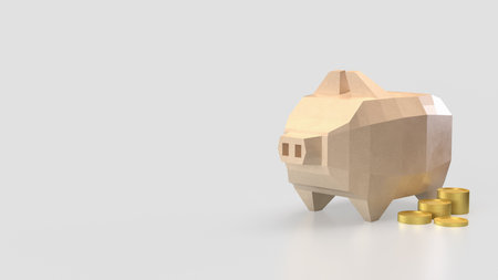Piggy Bank and coins for earn or saving concept 3d Rendering.の写真素材
