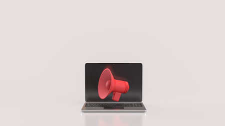 Megaphone and microphone for Pod cast or social media 3d render.の写真素材