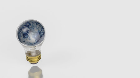Earth in Light bulb on black background fo Eco or energy concept 3d Rendering.