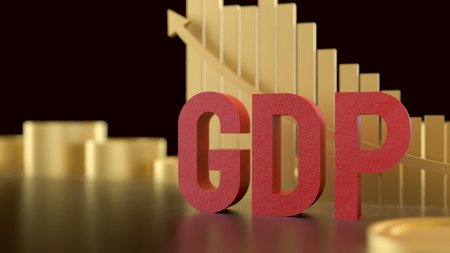 GDP and gold coins for Business concept 3d Rendering.の写真素材