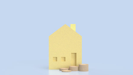 House and coins for property or real estate concept 3d Rendering.の写真素材