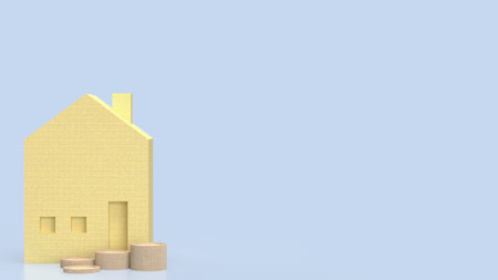 House and coins for property or real estate concept 3d Rendering.の写真素材