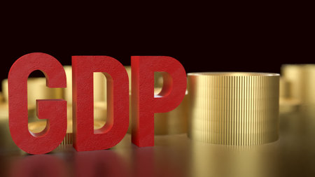 GDP and gold coins for Business concept 3d Rendering.の写真素材