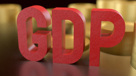 GDP and gold coins for Business concept 3d Rendering.の写真素材
