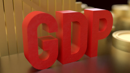 GDP and gold coins for Business concept 3d Rendering.の写真素材
