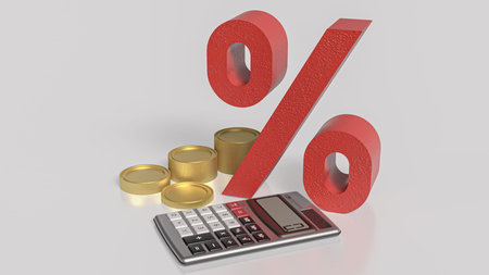Percent and calculator for Business concept 3d Rendering.
