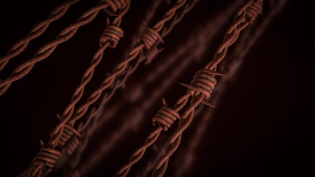 Barbed wire Rusty for Abstract Background 3d Rendering.