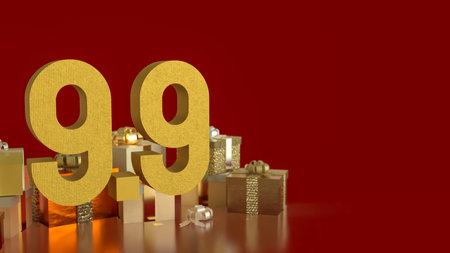 Gift box  and Number for 9.9 promotion or business concept 3d Rendering.