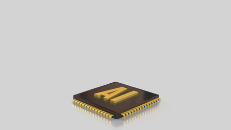Gold AI on  IC  for Technology concept 3d Rendering.