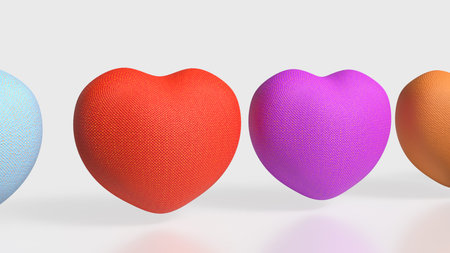 Multi Color Heart for Health or Love concept 3d Rendering
