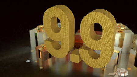 Gift box  and Number for 9.9 promotion or business concept 3d Rendering.