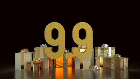 Gift box  and Number for 9.9 promotion or business concept 3d Rendering.