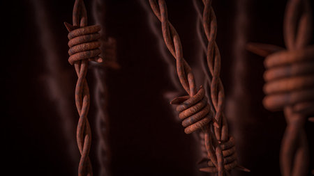 Barbed wire Rusty for Abstract Background 3d Rendering.