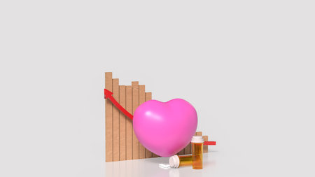 Heart and Medicine for Health and Medical concept 3d Rendering.