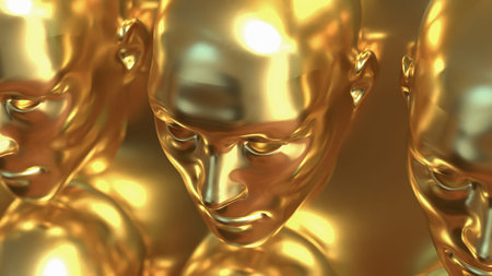 Gold face for Abstract Background concept 3d Rendering.の写真素材