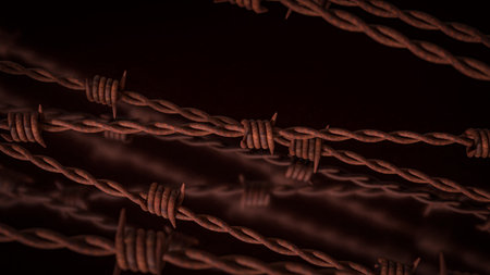 Barbed wire Rusty for Abstract Background 3d Rendering.の写真素材