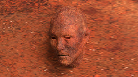 Rusty face for Abstract Background concept 3d Rendering.