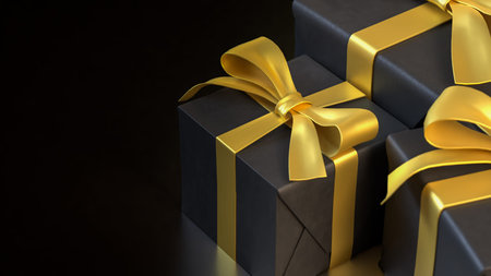 Black Gift box  for celebration or Holiday concept 3d Rendering.の写真素材