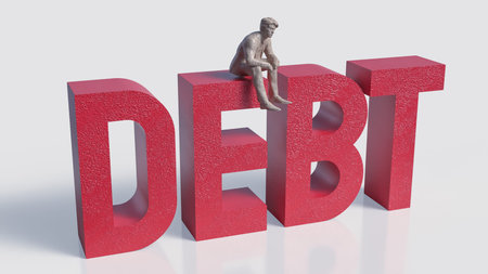 Debt and Man for Business concept 3d Rendering.