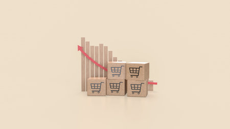 Card box and chart for shopping transportation on line concept 3d Rendering.