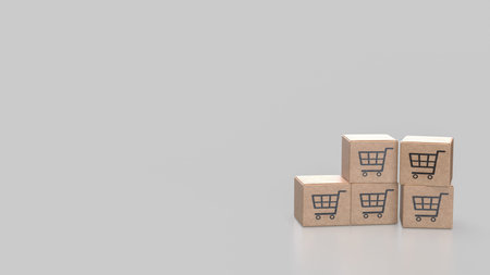 Card box for shopping transportation on line concept 3d Rendering.