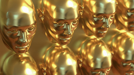 Gold face for Abstract Background concept 3d Rendering.