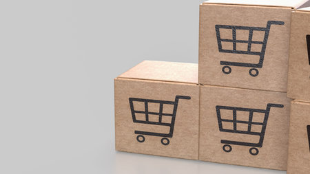 Card box for shopping transportation on line concept 3d Rendering.