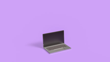 Laptop on Purple Background for Business or Technology concept 3d Rendering.