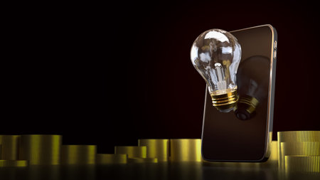 Light bulb and mobile for idea or Business concept 3d Rendering.